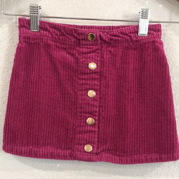 Cynthia Rowley Girls 5/6 Skirt Magenta Corduroy Button 100% Cotton Preppy Retro - Picture 1 of 6